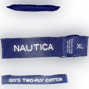 Nautica Men Long Sleeve Gray Button Down Plaid 80’s Two-Ply Cotton Shirt Size XL